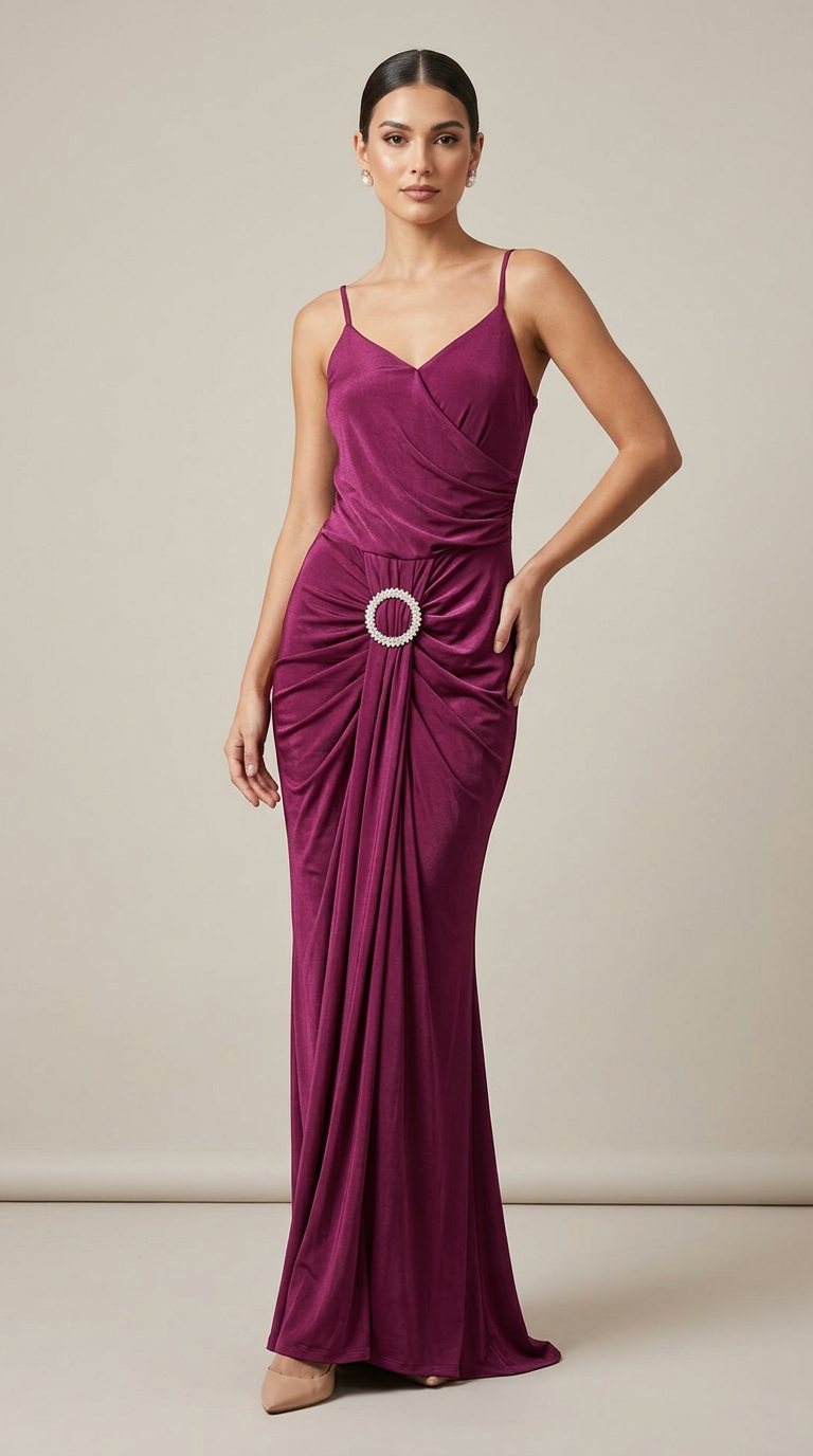 Elegant Evening Gown Wine view 5