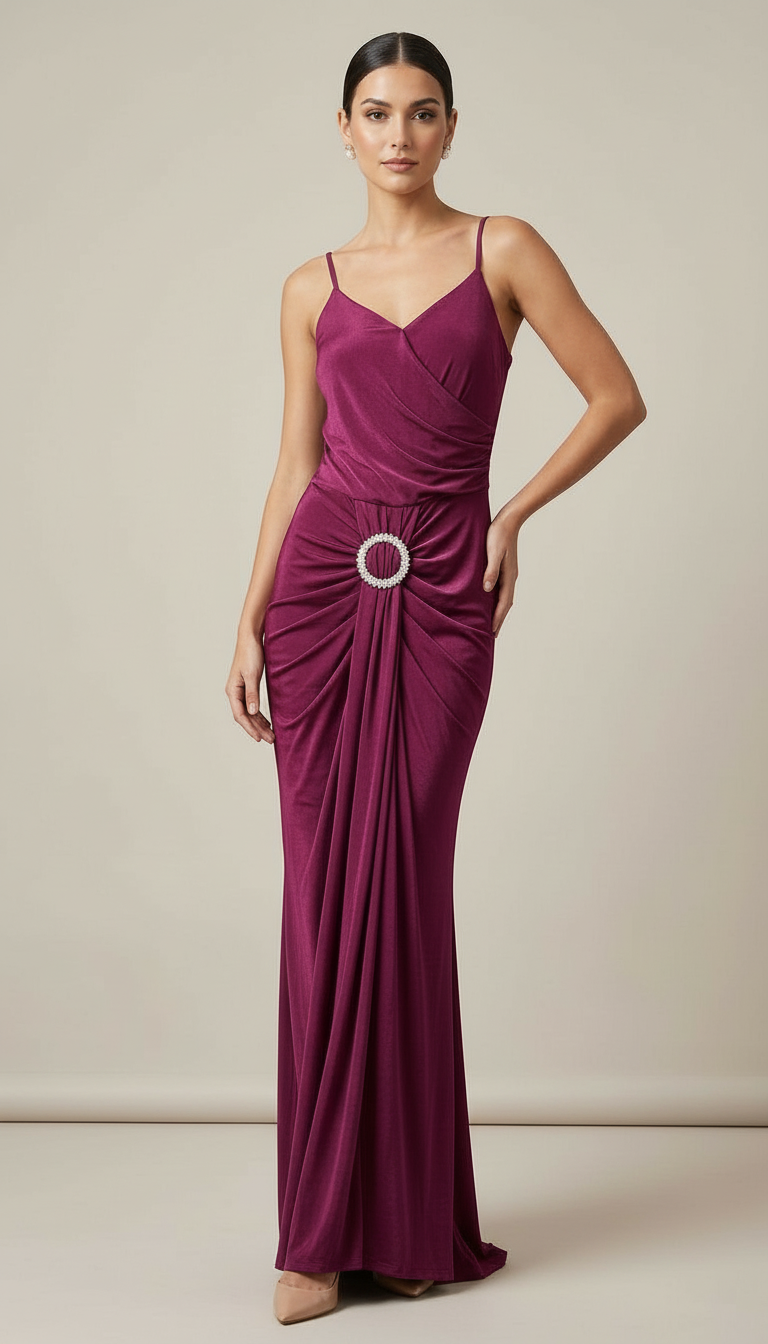 Elegant Evening Gown Wine view 3