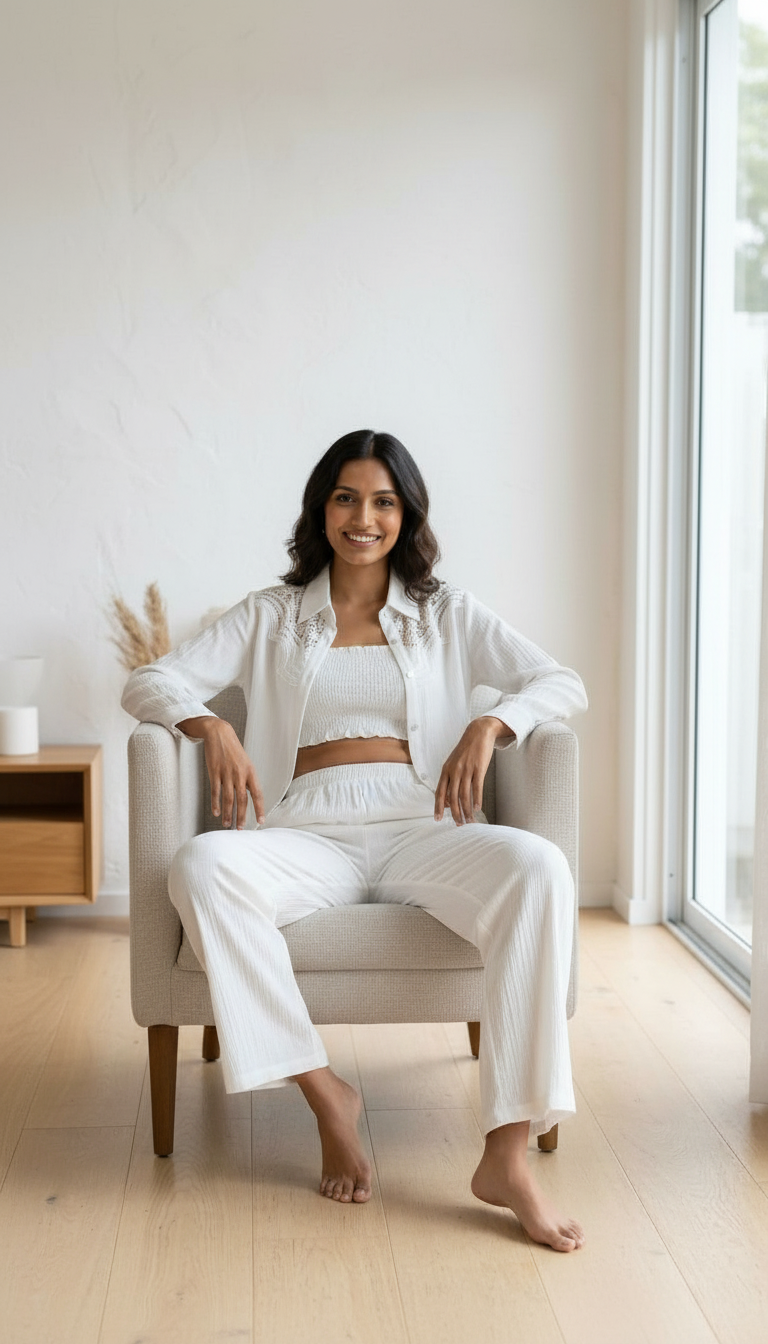 White Three Peace Co-Ord Set view 4