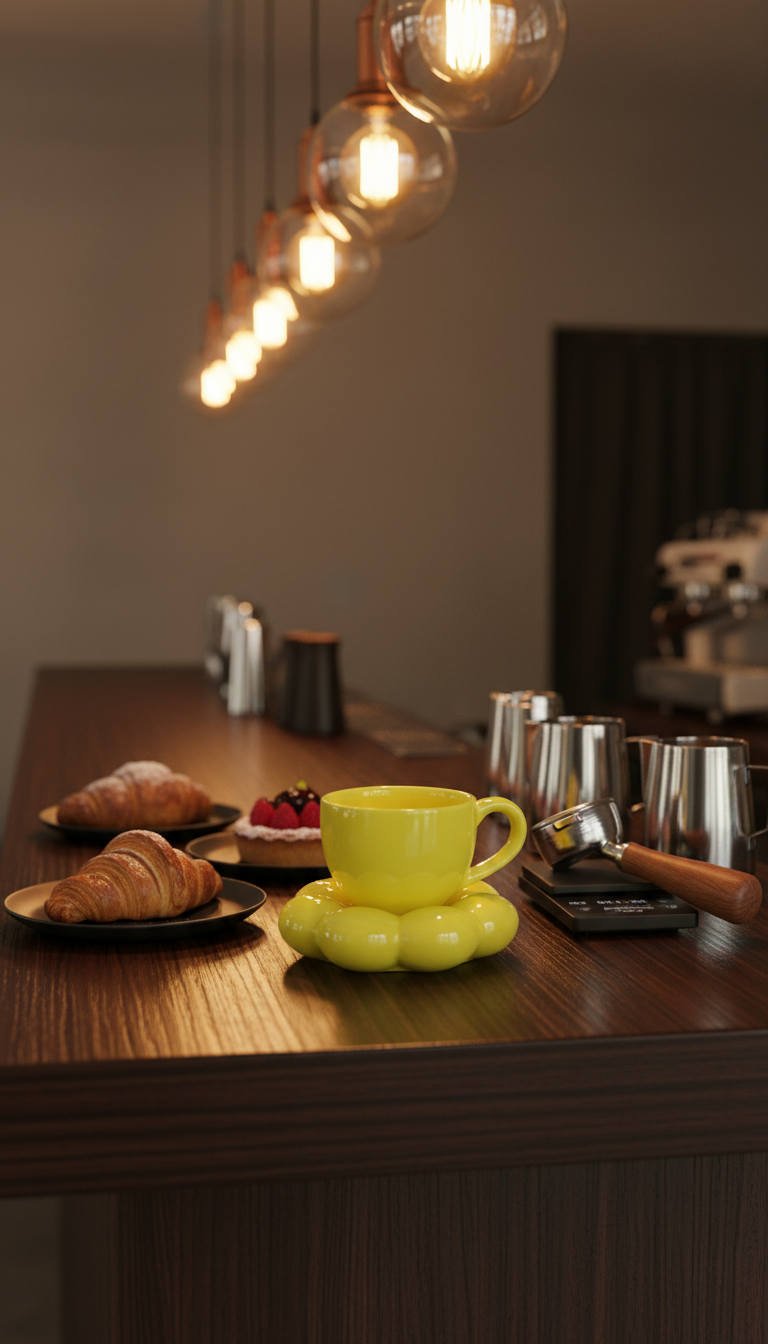 Yellow Ceramic Cup and Saucer