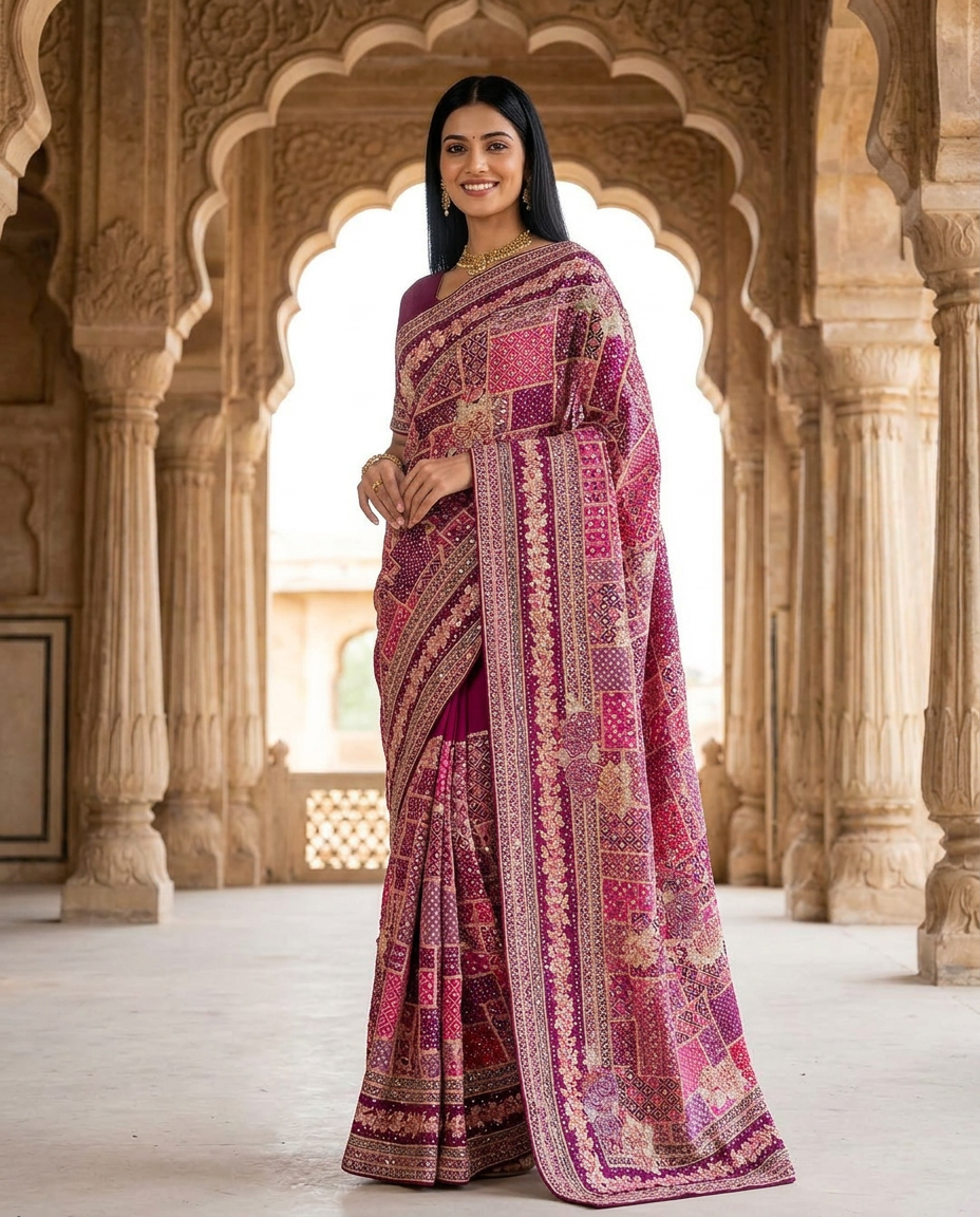 Embroidered Cotton Saree