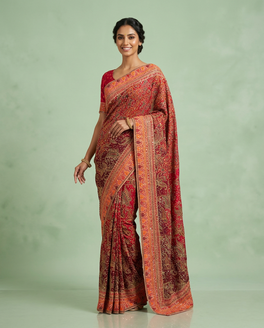 Ajrakh Printed Sareee
