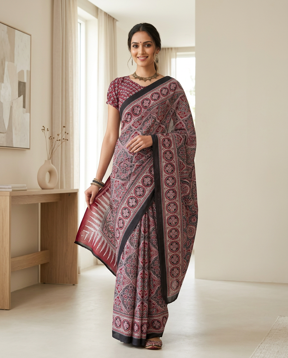 Mohak Ajrakh Saree