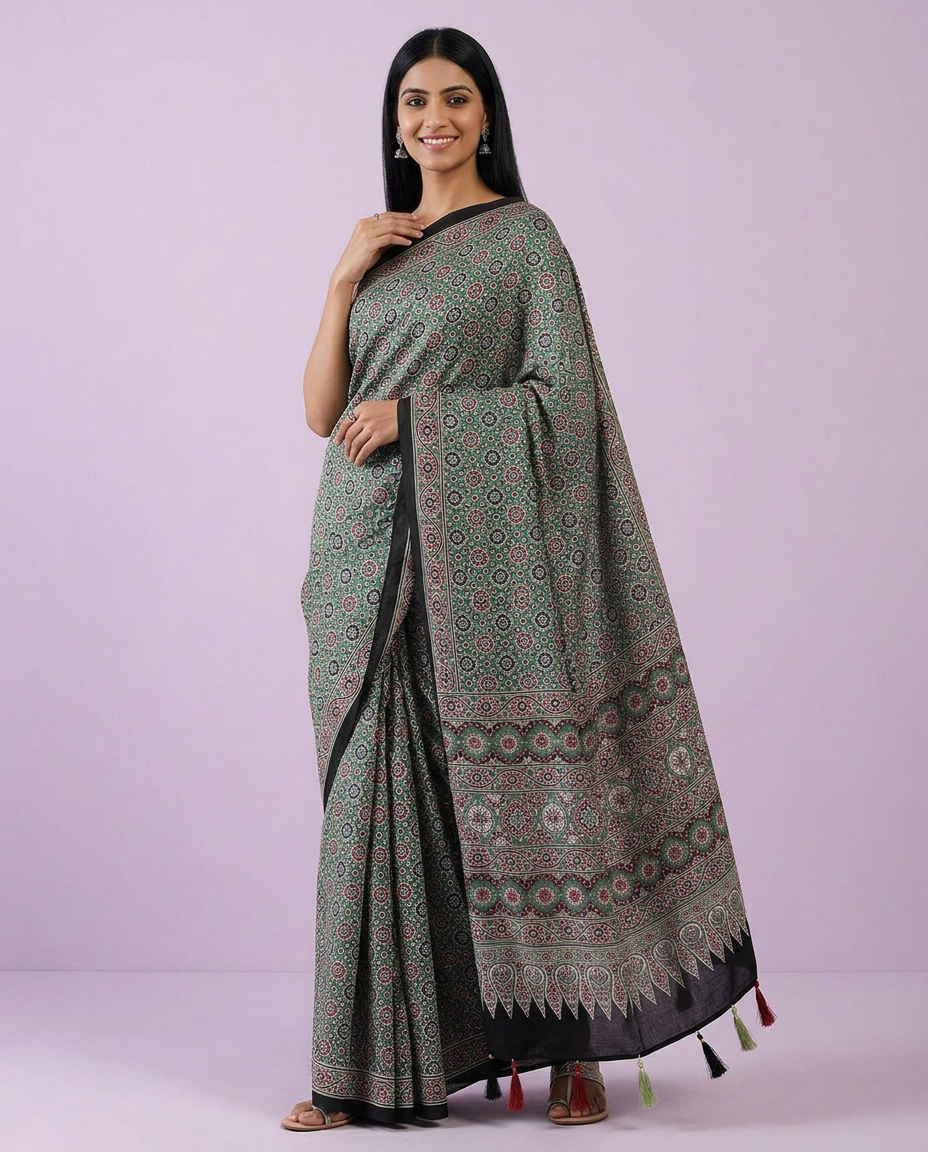 Ajrakh Printedd Saree