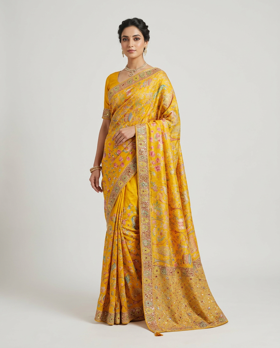 Yellow Pashmina Saree