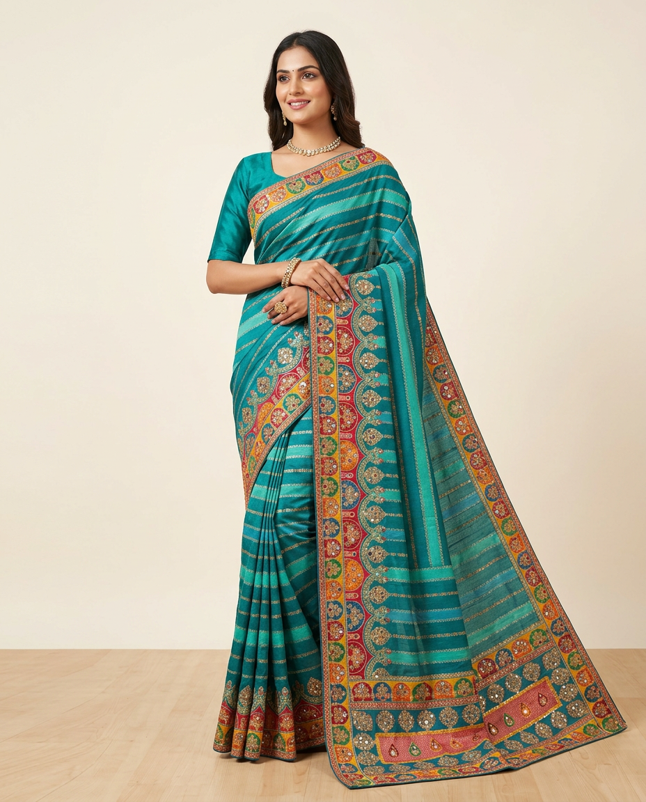 Vibrant Pashmina Saree