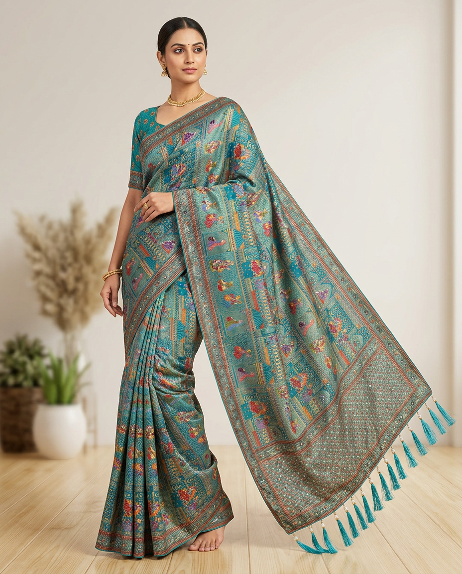 Embroidered Pashmina Saree