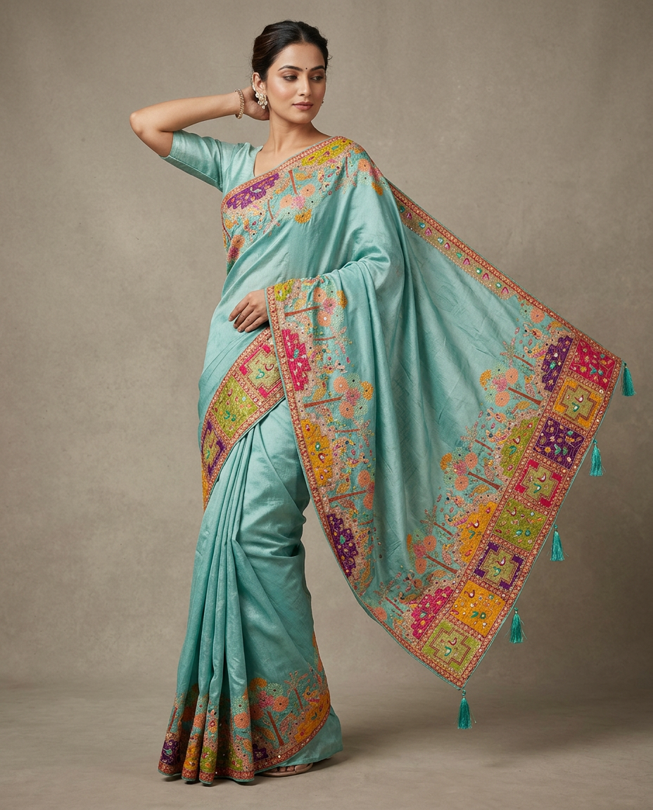 Pashmina Embroidered Saree
