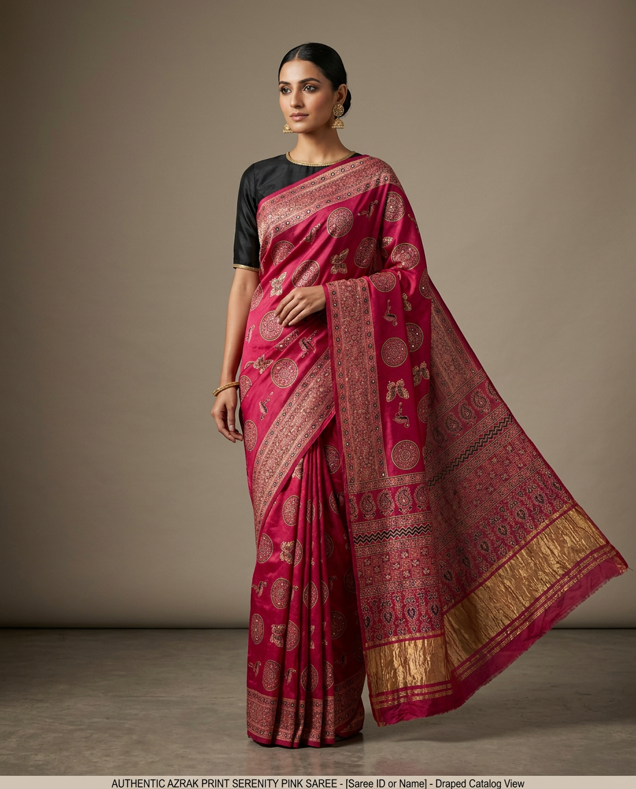 Light Pink Ajrakh Saree