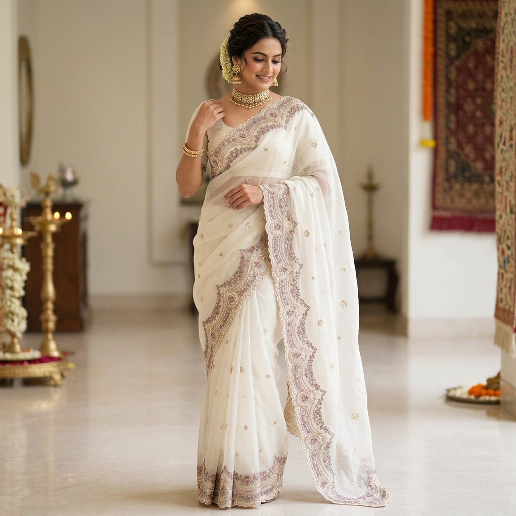White Viral Saree