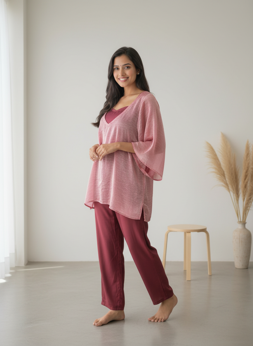 Pink Tunic Set-3 Piece view 2