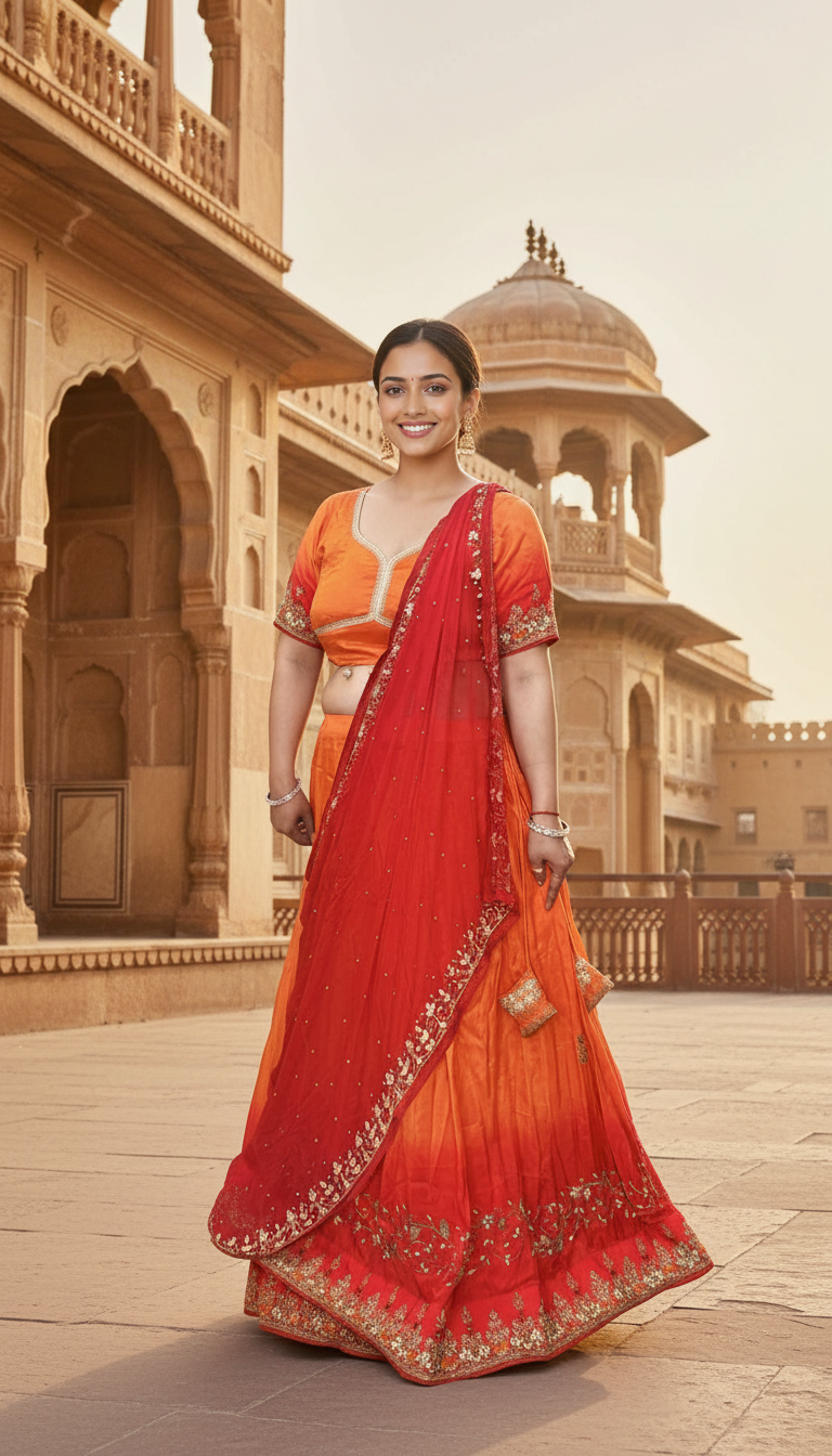 Lehenga Made Out Of Old saree view 2