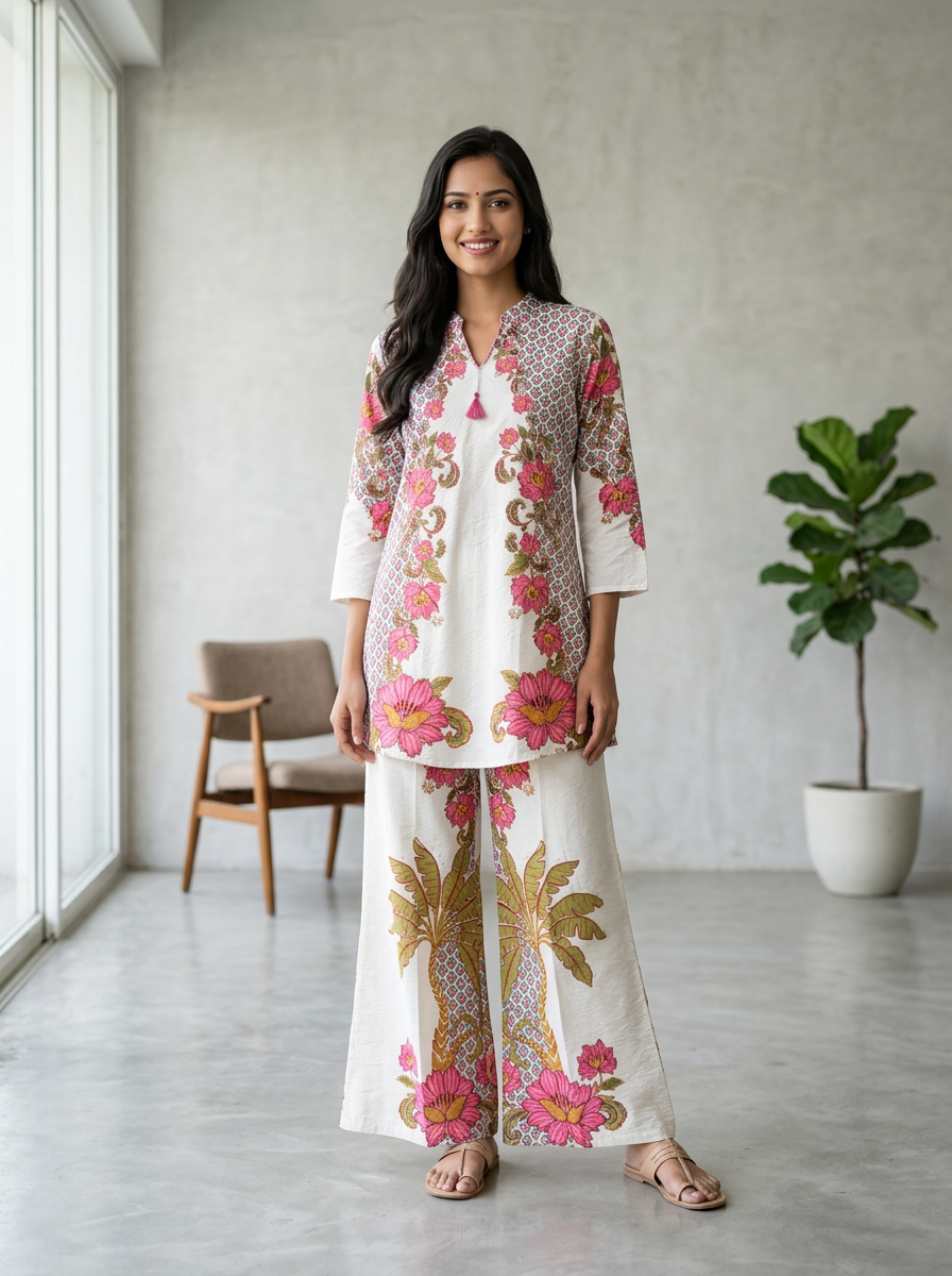 Floral Cotton Kurta Set