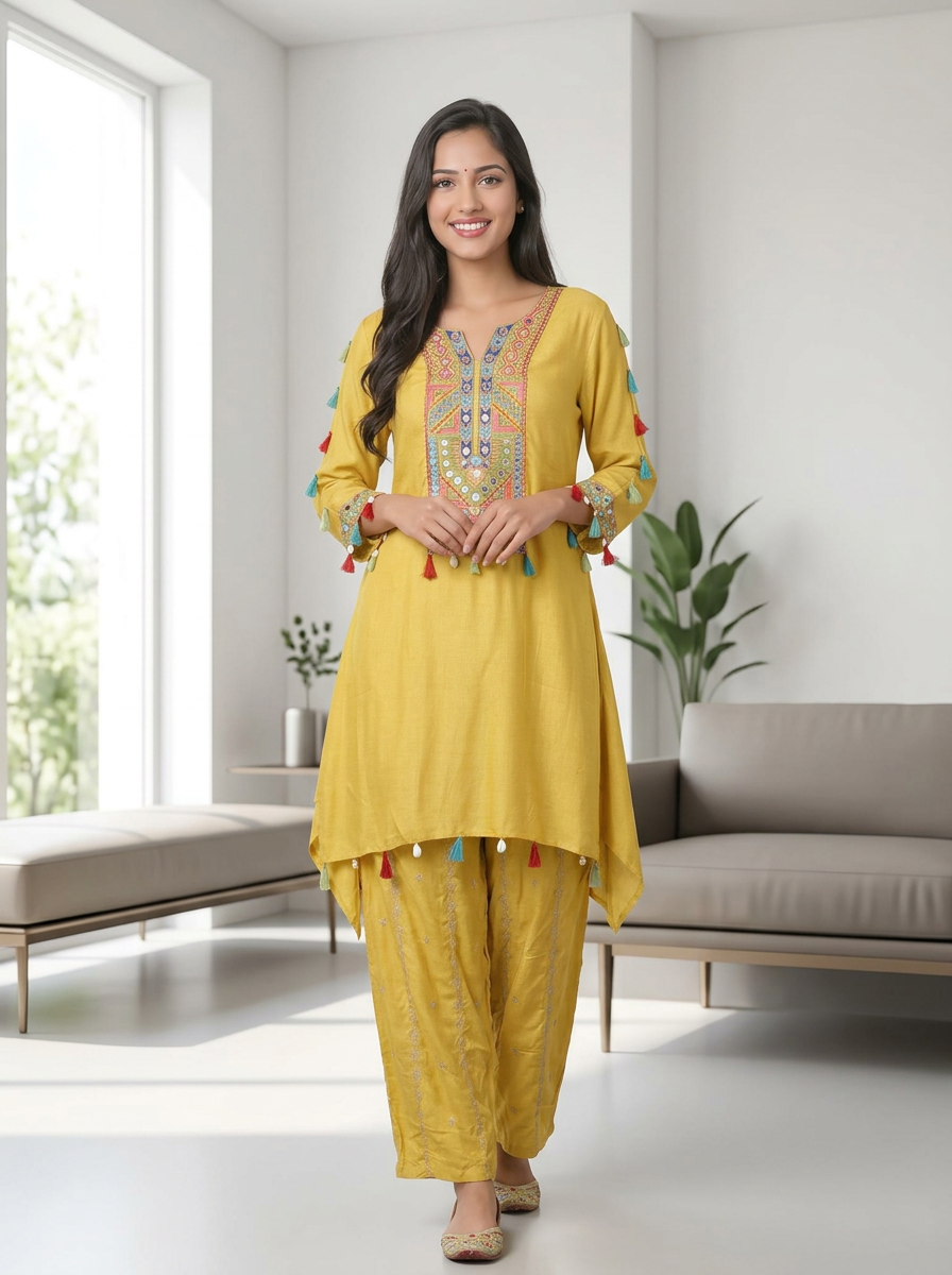 Knee-Length Kurta with Pants