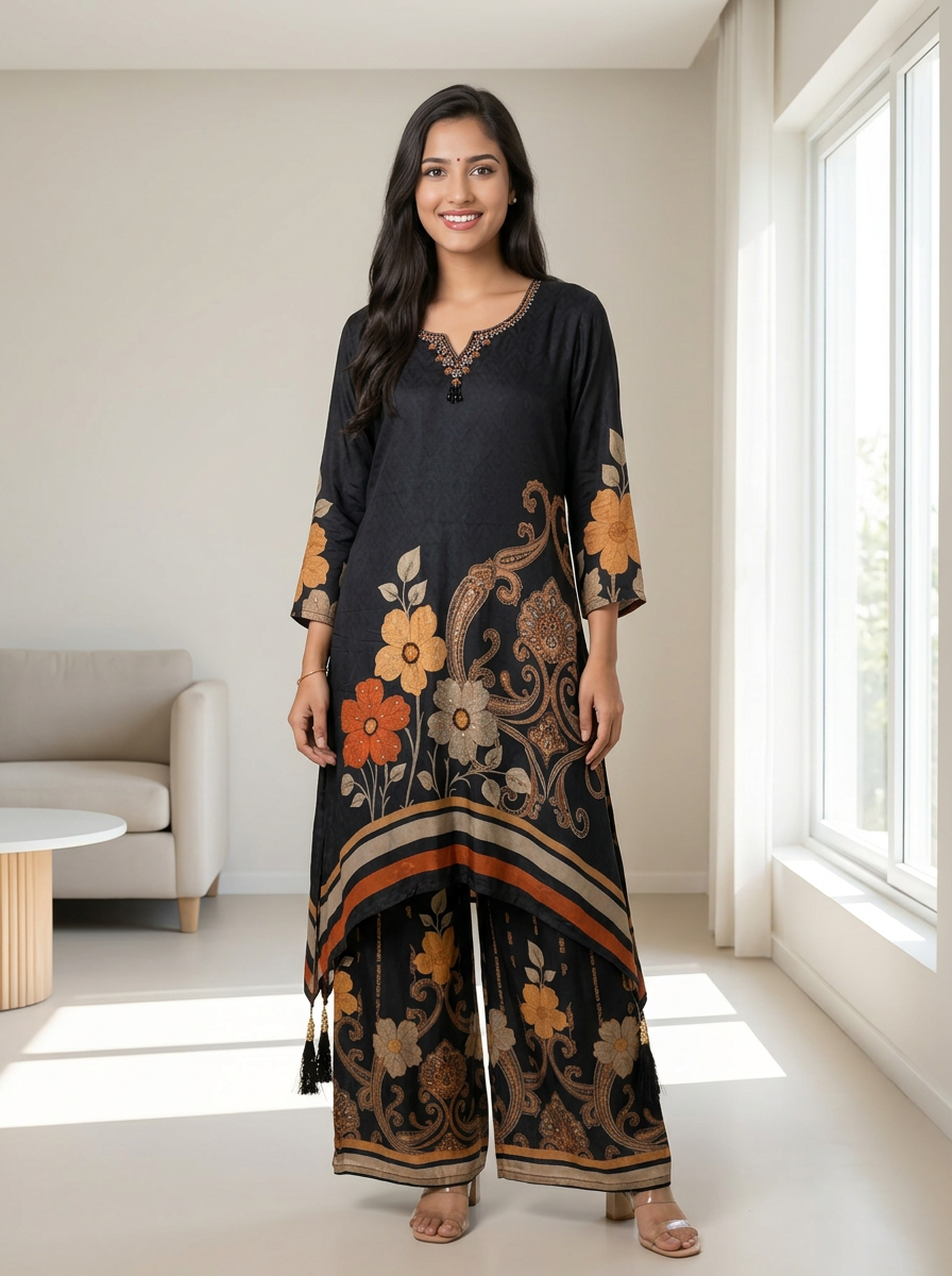 Floral Crape Cord Set by Sabhya Paridhaan