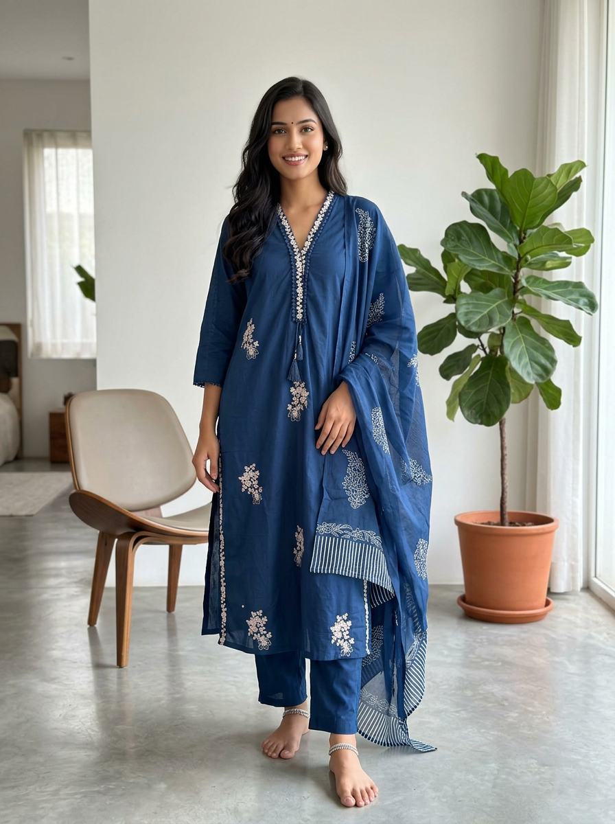 Embroidered Cotton Kurta Set by Sabhya Paridhaan