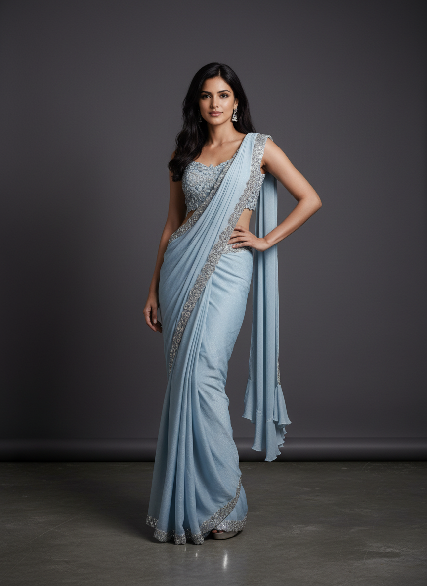 Designer Blue Saree
