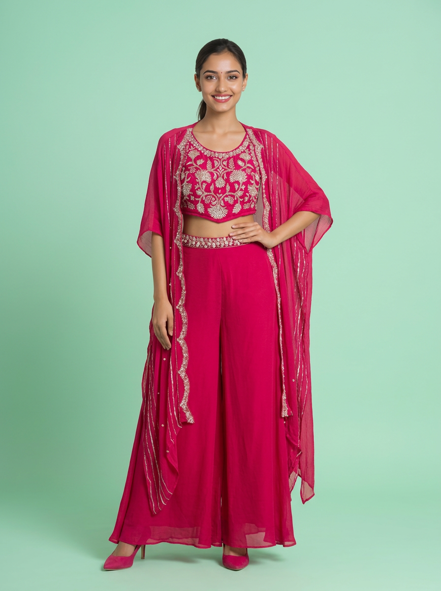 Embroidered Ensemble With Shrug