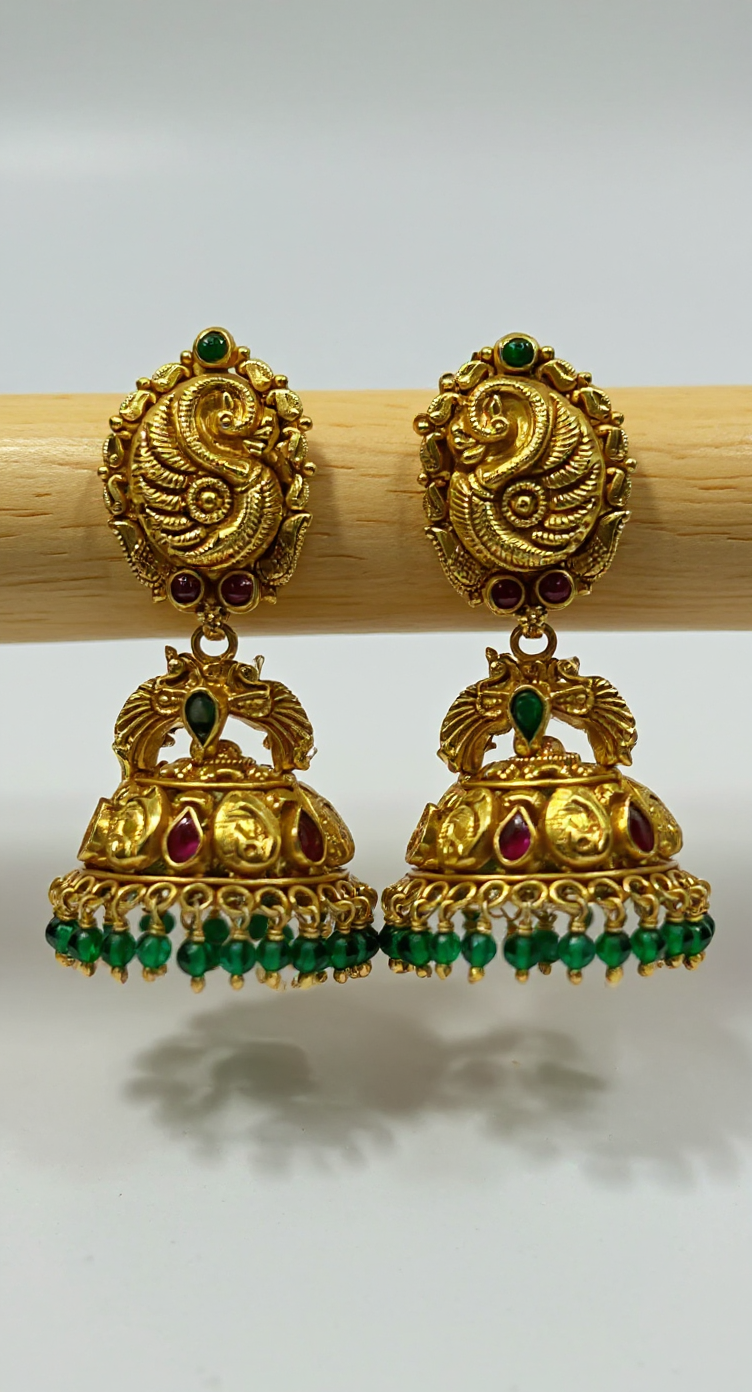 Ethnic 92.5 Silver Gold Plated Earrings