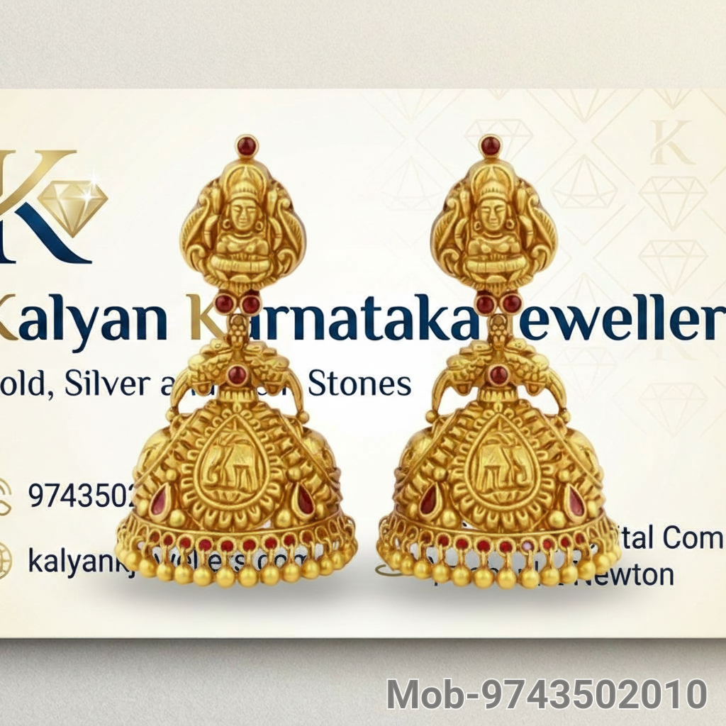 Gold Temple Earrings by Kalyan Karnataka Jewellers view 2