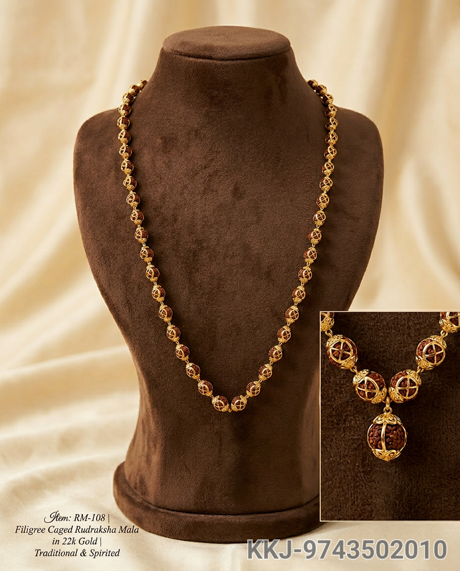 Filigree Caged Rudraksha Mala