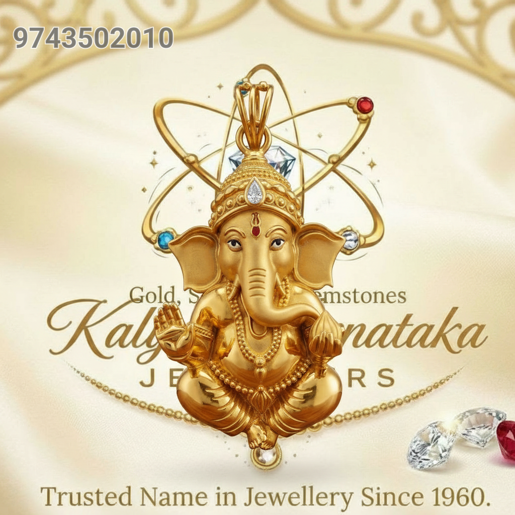 Gold Ganesha Pendant view 2