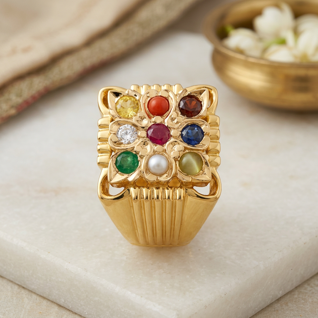 Navratna Gold Ring view 2