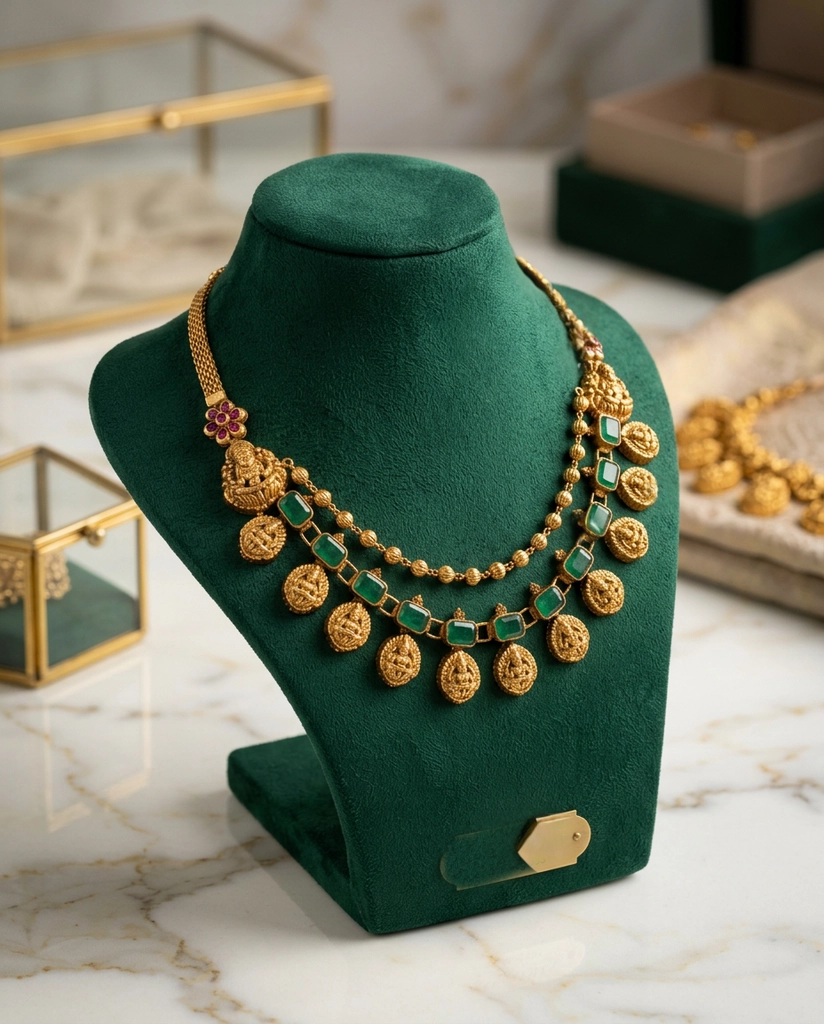 Gold Antique Layered Necklace view 2
