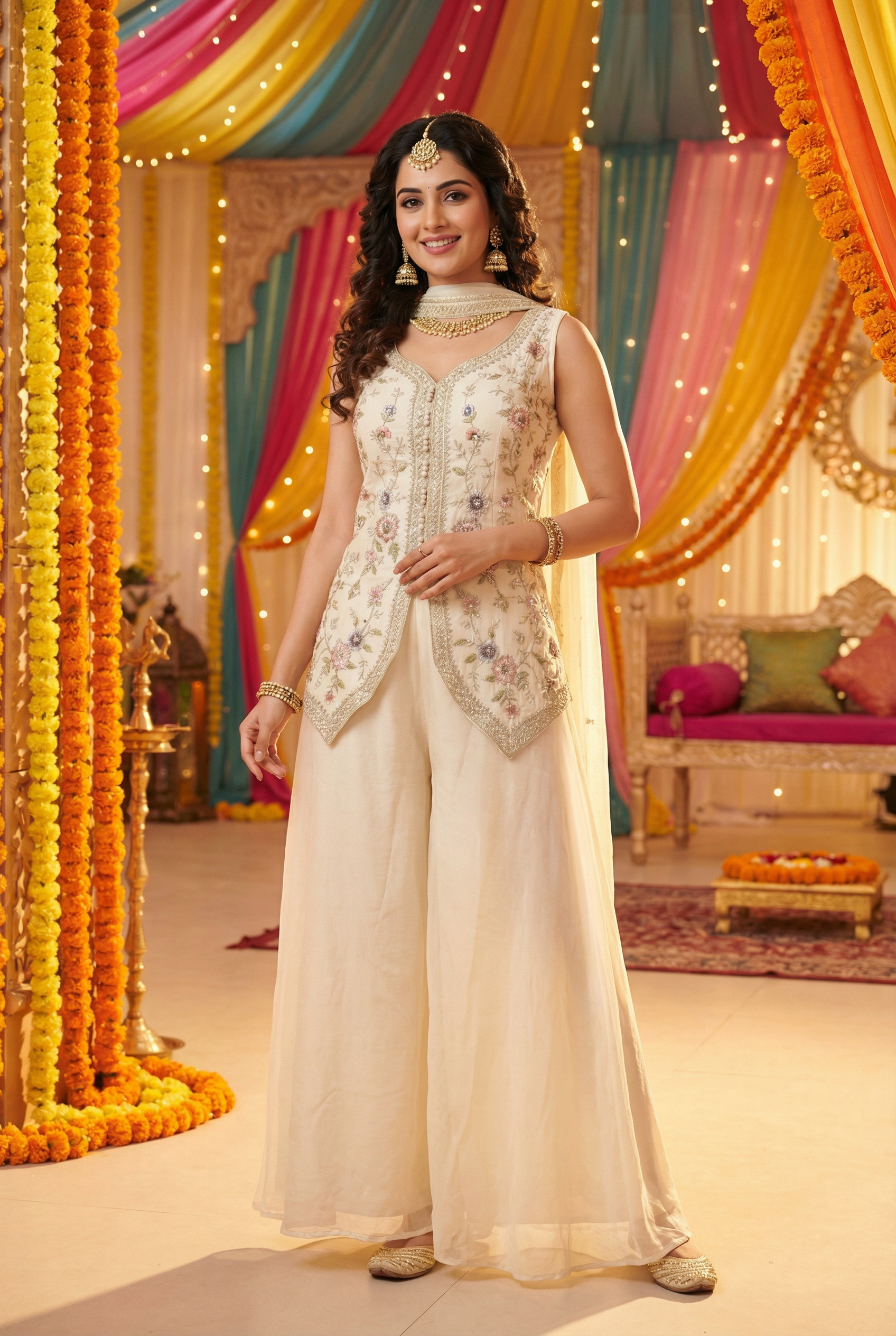 Fendiy White Indo Western