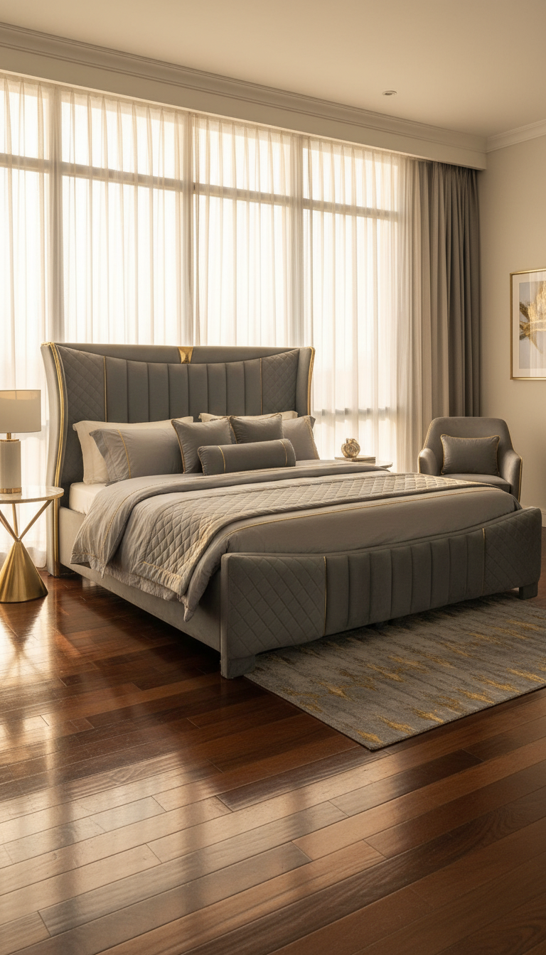 Luxury Grey and Gold Bed