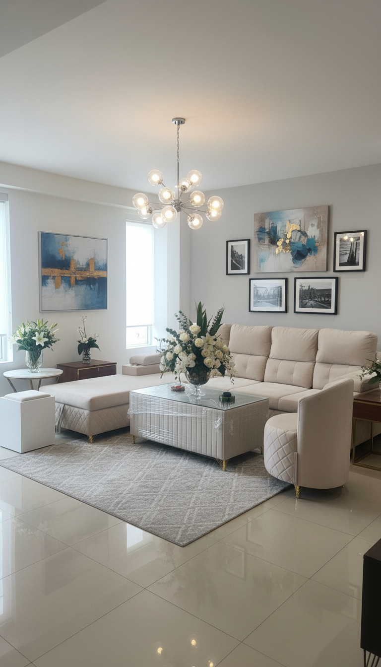 Plush Corner Sofa Set