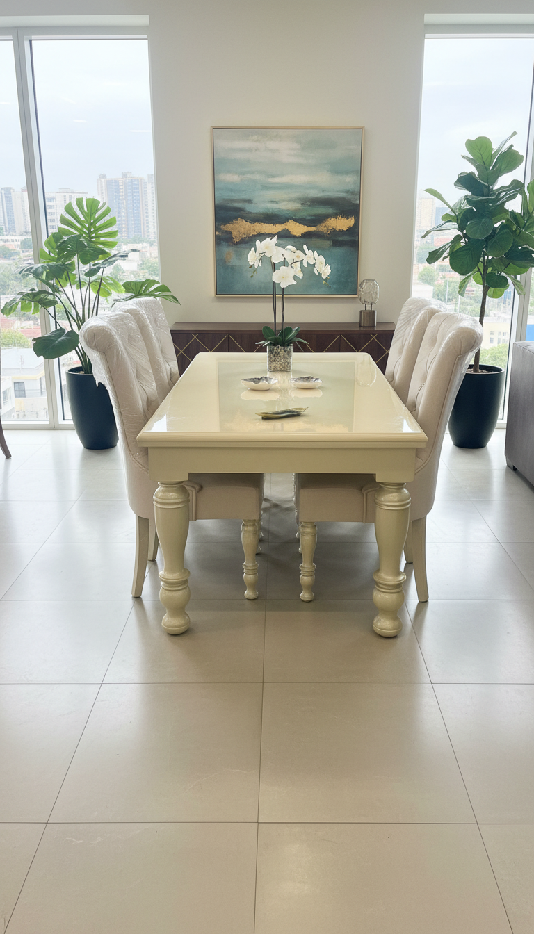 Elegant pure teakwood with purle coating dining set