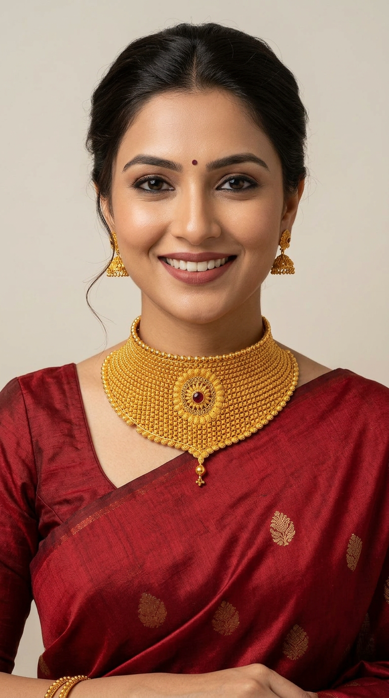 New Palak Gold Choker Necklace view 2