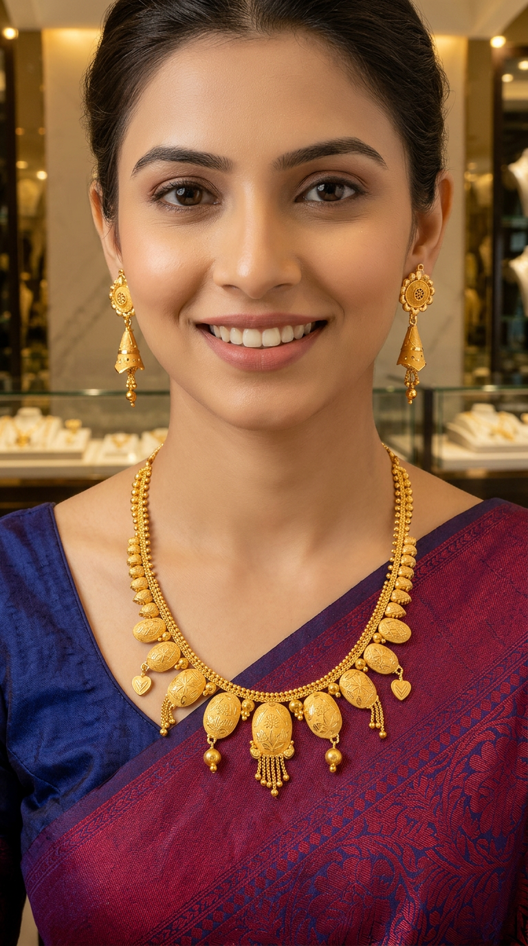 New Palak Gold Necklace Set view 2