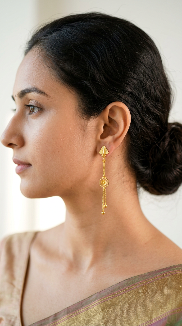 Gold Dangle Earrings view 2