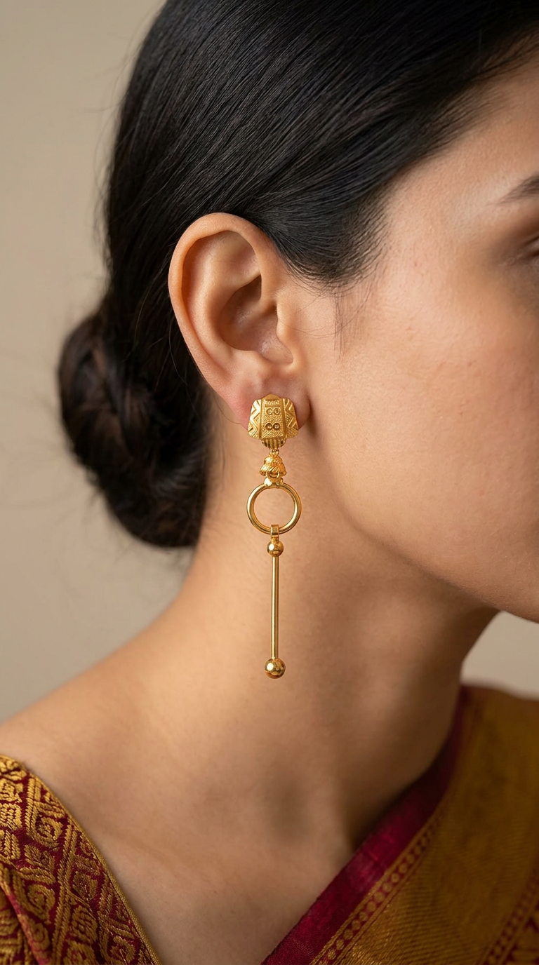 Elegant Gold Drop Earrings view 2