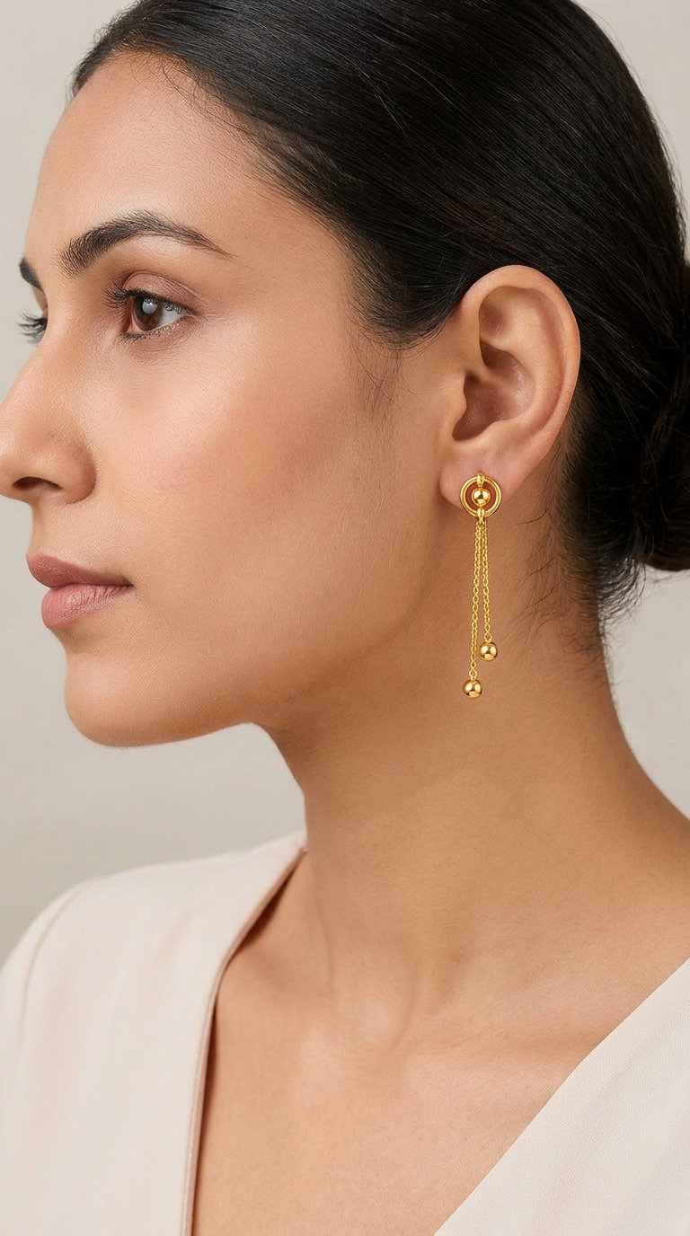 Elegant Gold Drop Earring view 2