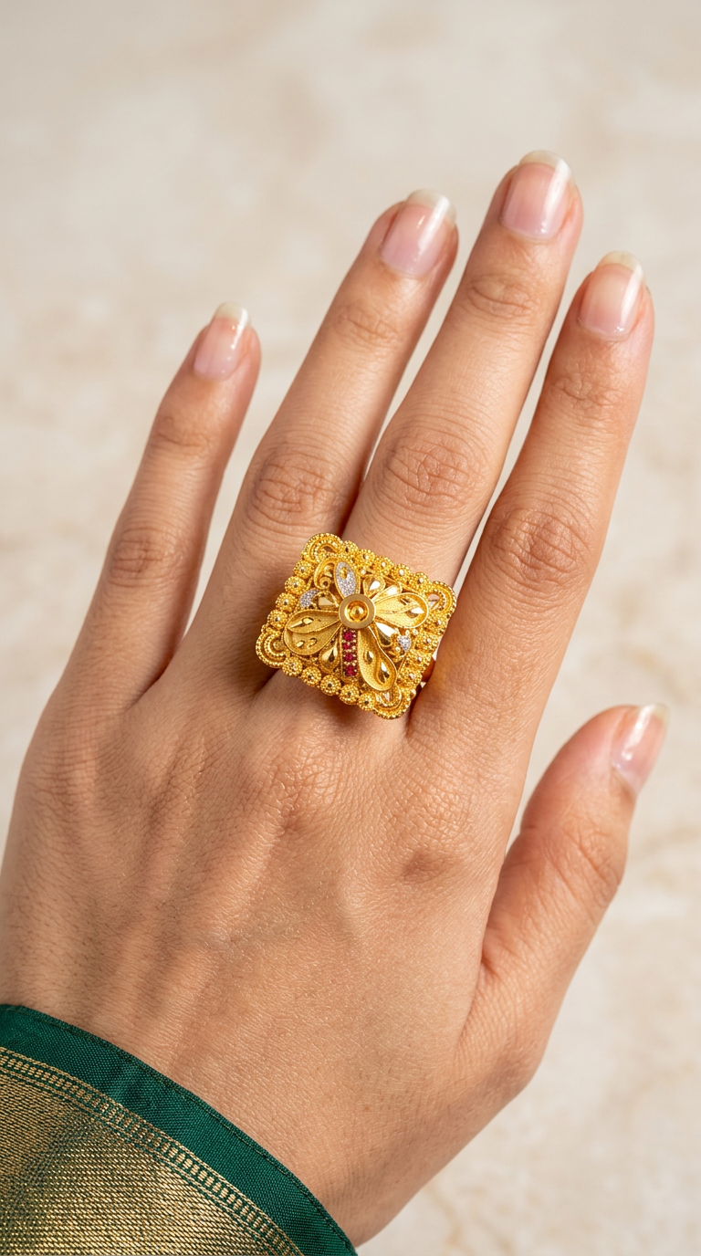 Elegant Gold Ring by New Palak view 2