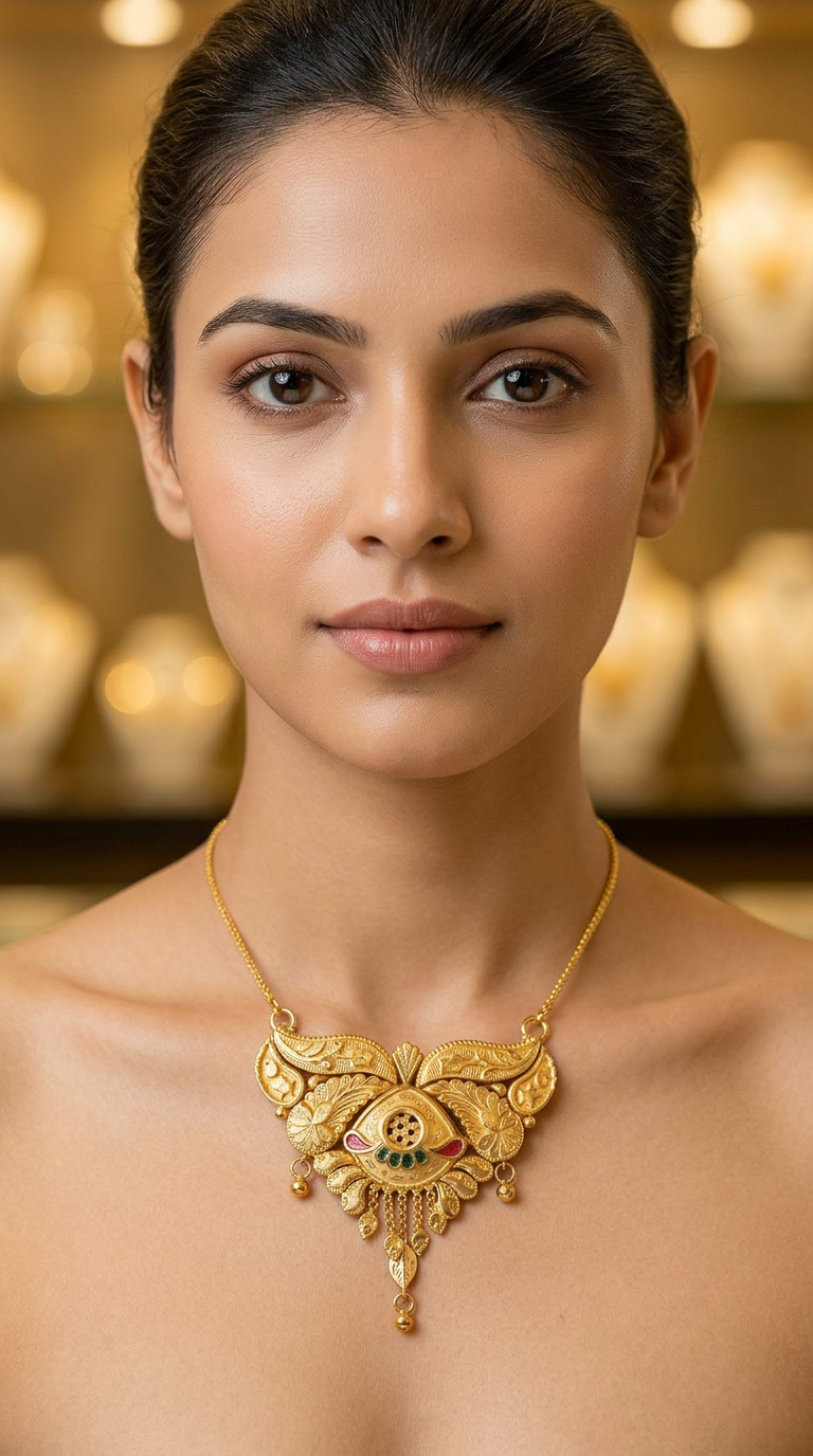 New Palak Gold Pendant view 2