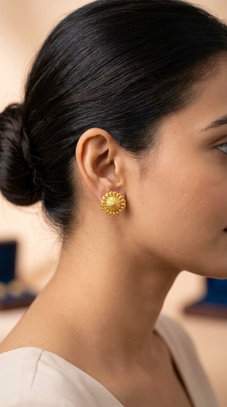 Designer Gold Earrings view 2