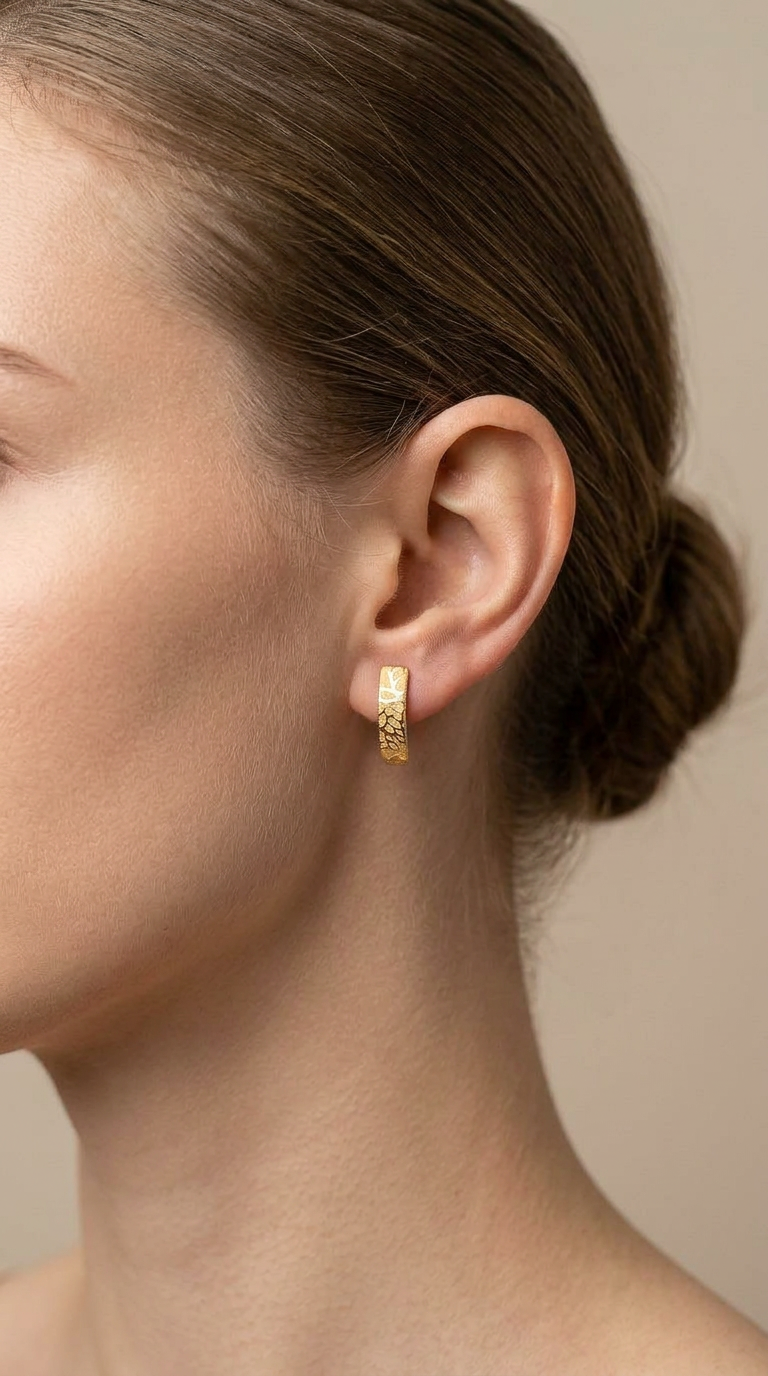 Textured Gold Studs view 2