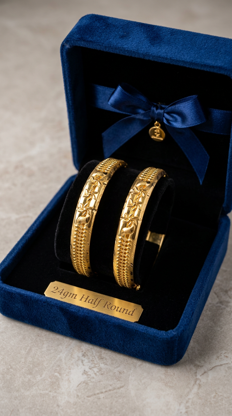 24gm Half Round Gold Bangles