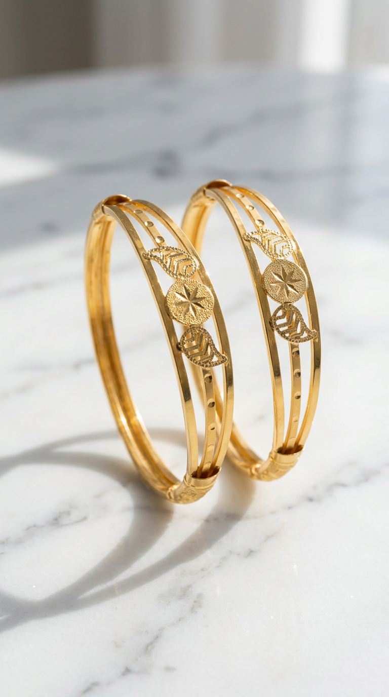 22gm Half Round Gold Bangles