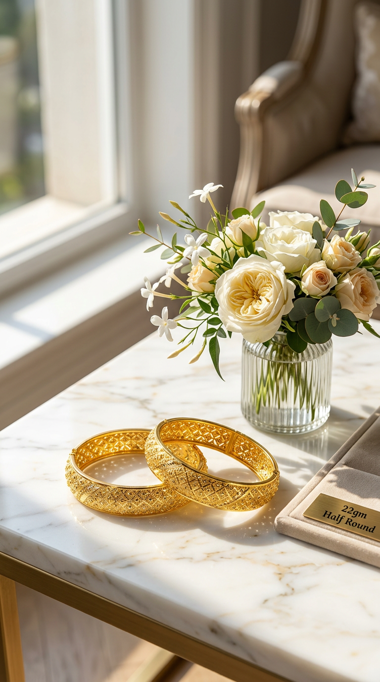 22gm Half Round Gold Bangle