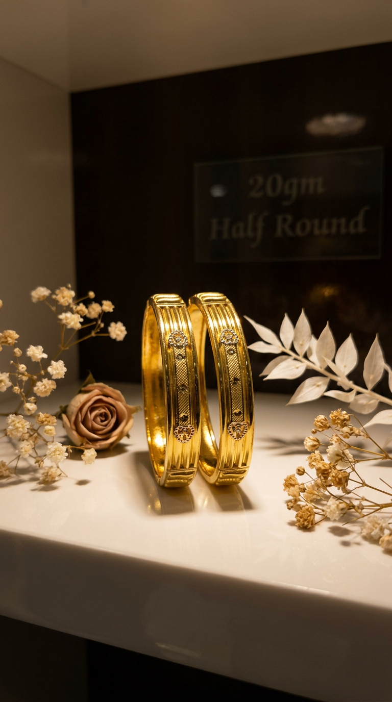 20gm Half Round Gold Bangles
