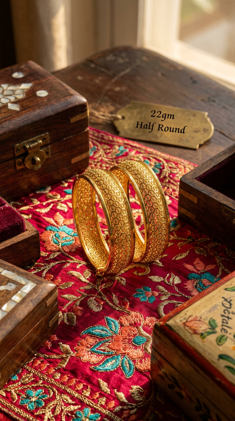 22gm Half Rounds Gold Bangles