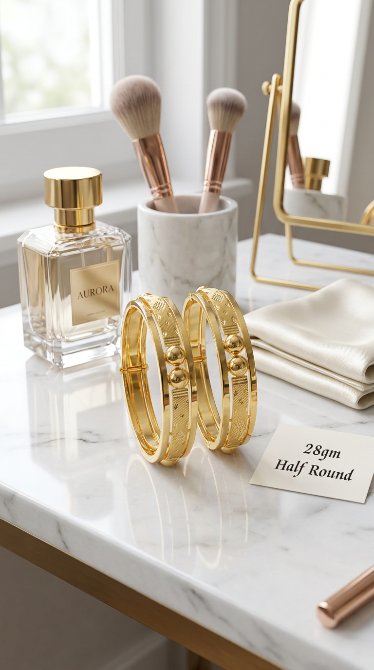 28gms Half Round Gold Bangles