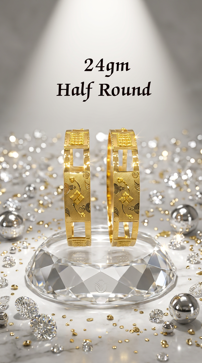 24gm Half Round Gold Bracelets