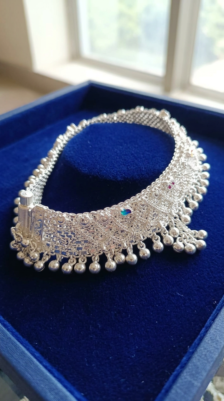 Intricate Silver Anklet view 2