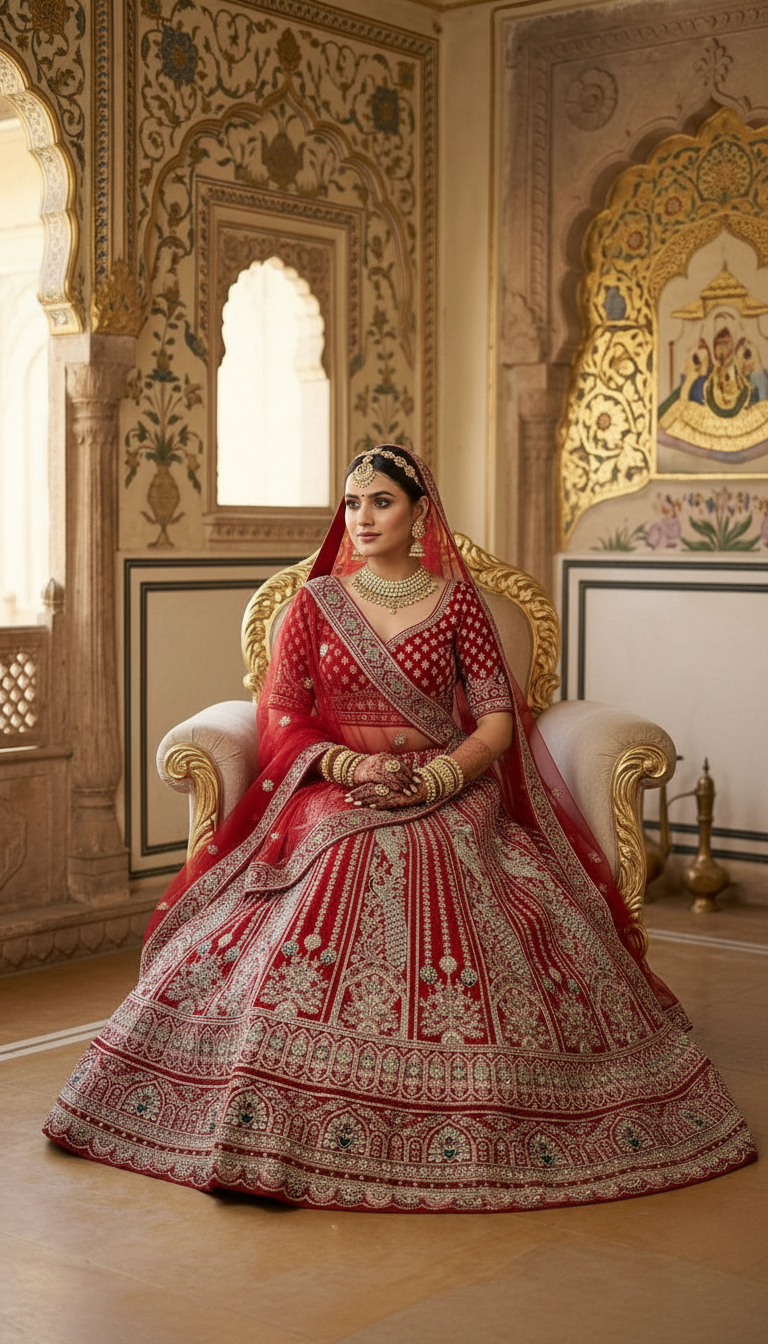 Embroidered Bridal Lehanga. view 7
